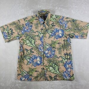 Reyn Spooner‎ Phil Edwards Button Up Shirt Men's Medium Peach Floral Hawaiian